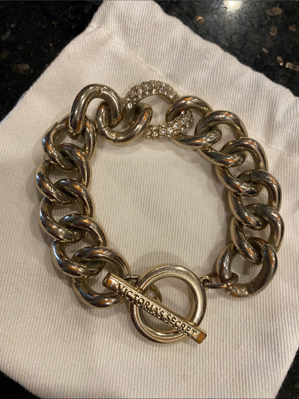 Victoria's Secret Gold-Tone Chunky Chain Bracelet with Pave Accent